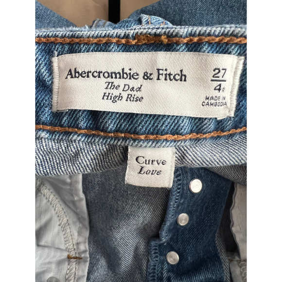 NWT Abercrombie & Fitch Women's Curve Love The Dad High Rise Jeans Distressed 27 - Picture 6 of 10